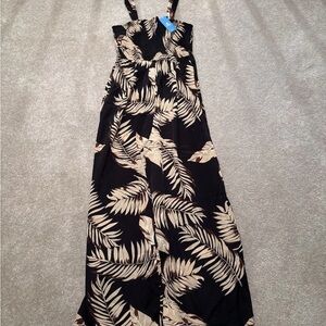 NWT Cupshe Women’s Sandy Shores Tropical Jumpsuit Black Size Medium